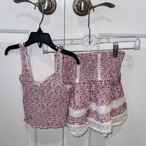 Katie J NYC Pink and White Floral Camisole Set